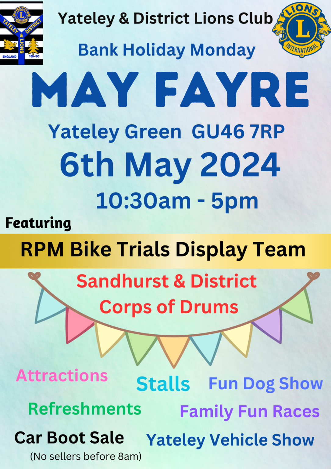 Yateley Lions Bank Holiday May Fayre 2024 Yateley and District Lions